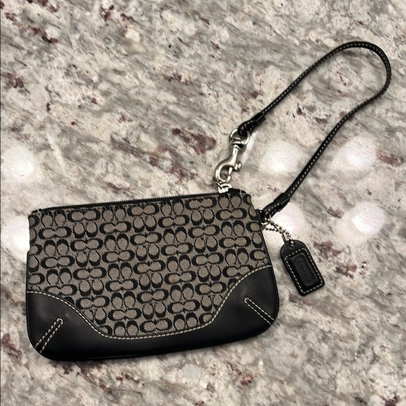 Coach Black and Gray Monogram Wristlet - Picture 1 of 4